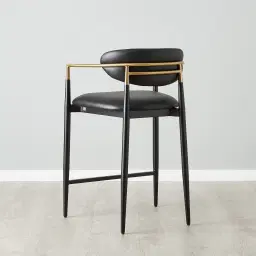 Amy Black Vegan Leather 67cm Counter Stool