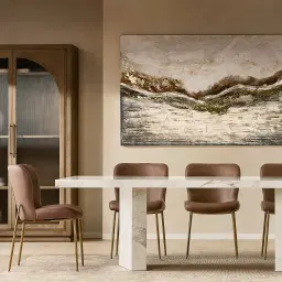 Hailey Tuscan Brown Vegan Leather Dining Chair - Brushed Bronze Legs