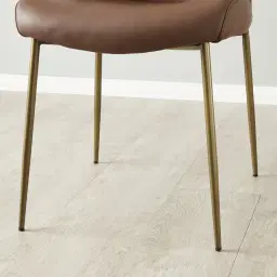 Hailey Tuscan Brown Vegan Leather Dining Chair - Brushed Bronze Legs