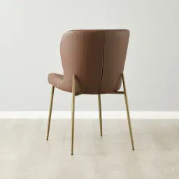 Hailey Tuscan Brown Vegan Leather Dining Chair - Brushed Bronze Legs