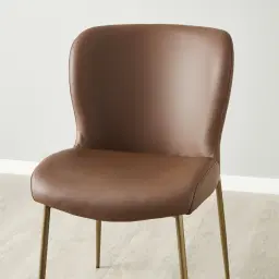Hailey Tuscan Brown Vegan Leather Dining Chair - Brushed Bronze Legs