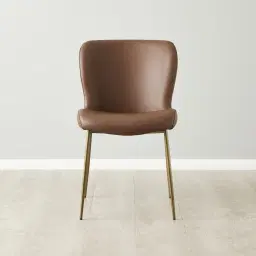 Hailey Tuscan Brown Vegan Leather Dining Chair - Brushed Bronze Legs