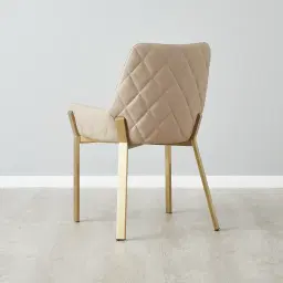 Arya II Sand Beige Vegan Leather Dining Chair - Brushed Gold Metal Legs