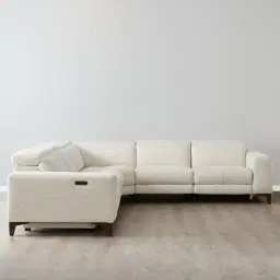 Pierce Shadow White Woven Fabric Corner Electric Recliner