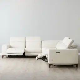 Pierce Shadow White Woven Fabric Corner Electric Recliner