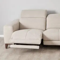 Pierce Warm Grey Woven Fabric Corner Electric Recliner