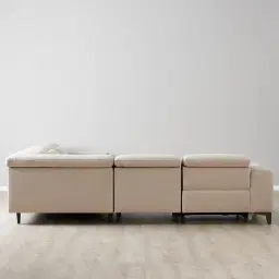 Pierce Warm Grey Woven Fabric Corner Electric Recliner