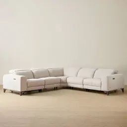 Pierce Warm Grey Woven Fabric Corner Electric Recliner