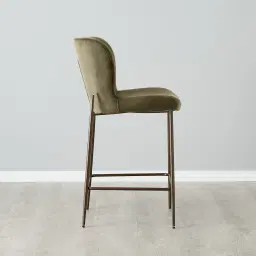 Hailey Olive Green Velvet 67 cm Counter Stool - Brushed Bronze Legs