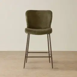 Hailey Olive Green Velvet 67 cm Counter Stool - Brushed Bronze Legs