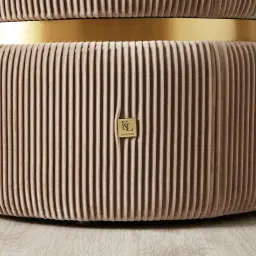 Hollis Beige Velvet Ottoman