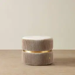 Hollis Beige Velvet Ottoman