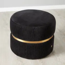 Hollis Black Velvet Ottoman