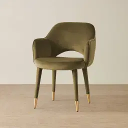 Adrianna Olive Green Velvet Dining Chair