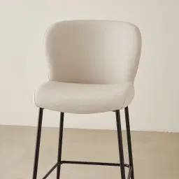 Hailey Glacier Grey Vegan Leather 67 cm Counter Stool - Black Legs