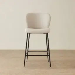 Hailey Glacier Grey Vegan Leather 67 cm Counter Stool - Black Legs