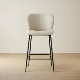 Hailey Glacier Grey Vegan Leather 67 cm Counter Stool - Black Legs