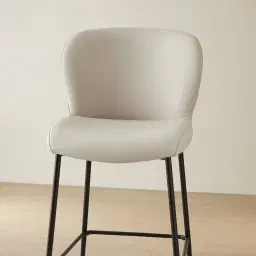 Hailey Glacier Grey Vegan Leather 67 cm Counter Stool - Black Legs