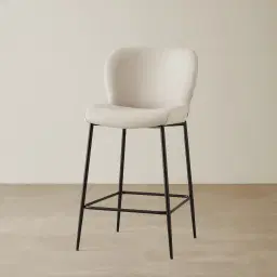 Hailey Glacier Grey Vegan Leather 67 cm Counter Stool - Black Legs