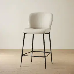 Hailey Glacier Grey Vegan Leather 67 cm Counter Stool - Black Legs