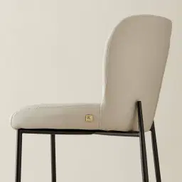 Hailey Glacier Grey Vegan Leather 67 cm Counter Stool - Black Legs