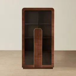 Oslo Dark Walnut Veneer Glass Display Cabinet