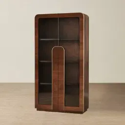 Oslo Dark Walnut Veneer Glass Display Cabinet