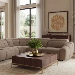 Noah Dark Walnut Veneer Coffee Table - Gold Metal Frame