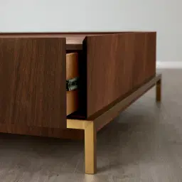 Noah Dark Walnut Veneer Coffee Table - Gold Metal Frame