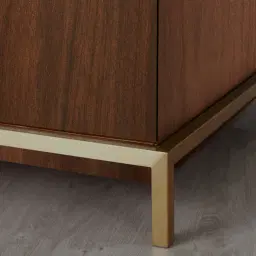 Noah Dark Walnut Veneer Coffee Table - Gold Metal Frame