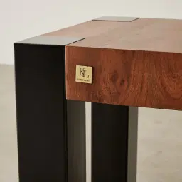 Benedict Medium Brown Wooden Side Table - Matte Black Metal Legs
