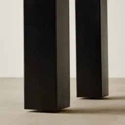 Benedict Medium Brown Wooden Side Table - Matte Black Metal Legs