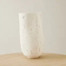 Zinnia 50cm White Cast Stone Ceramic Vase