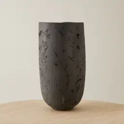 Zinnia 50cm Black Cast Stone Ceramic Vase