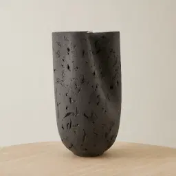 Zinnia 50cm Black Cast Stone Ceramic Vase