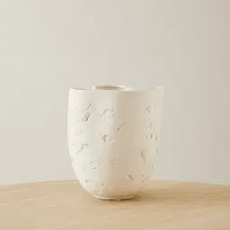 Zinnia 32.5cm White Cast Stone Ceramic Vase