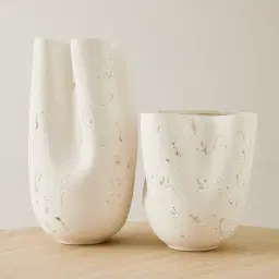 Zinnia 32.5cm White Cast Stone Ceramic Vase