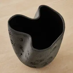 Zinnia 32.5cm Black Cast Stone Ceramic Vase