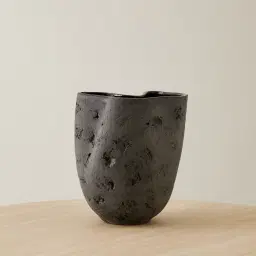 Zinnia 32.5cm Black Cast Stone Ceramic Vase