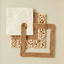 Serendipity Hemp Rope Shadow Box with Golden Frame