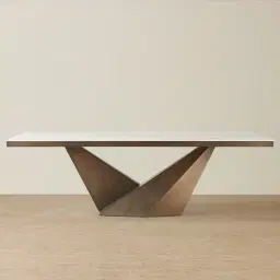 Vania Dark Bronze Dining Table with White Sintered Stone Top - 240x118cm