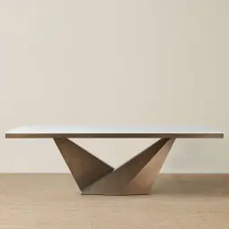 Vania Dark Bronze Dining Table with White Sintered Stone Top - 240x118cm