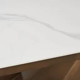 Vania Dark Bronze Dining Table with White Sintered Stone Top - 240x118cm