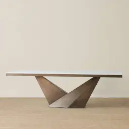 Vania Dark Bronze Dining Table with White Sintered Stone Top - 240x118cm