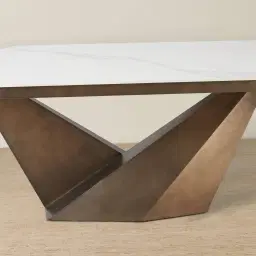 Vania Dark Bronze Dining Table with White Sintered Stone Top - 240x118cm