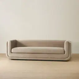 Clementine Beige Velvet 3-Seater Sofa