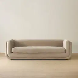 Clementine Beige Velvet 3-Seater Sofa