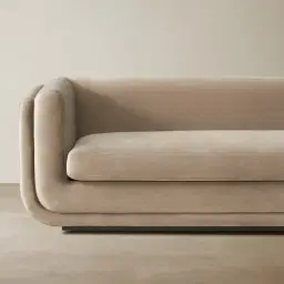 Clementine Beige Velvet 3-Seater Sofa