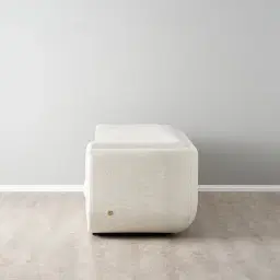 Clementine Chestnut White Woven Fabric 3-Seater Sofa