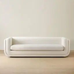 Clementine Chestnut White Woven Fabric 3-Seater Sofa